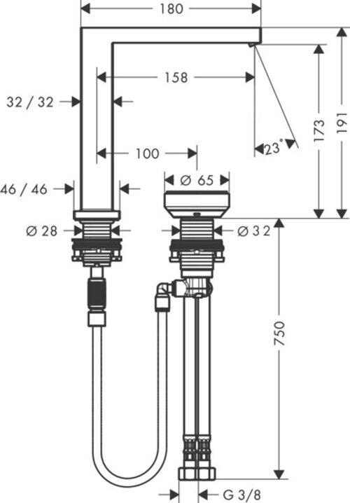 Produktbild hansgrohe Tecturis E 2-gats wastafelkraan 150 CoolStart met waste chroom