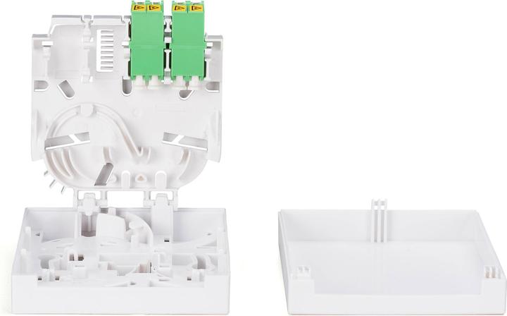 Actual product image Digitus FTTH housing with 2x LC (APC) DX adapter wall and DIN rail mounting