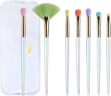 Immagine prodotto NoName Set colorato di sette pennelli per il trucco degli occhi in una borsa per cosmetici T318 (Sopracciglia)