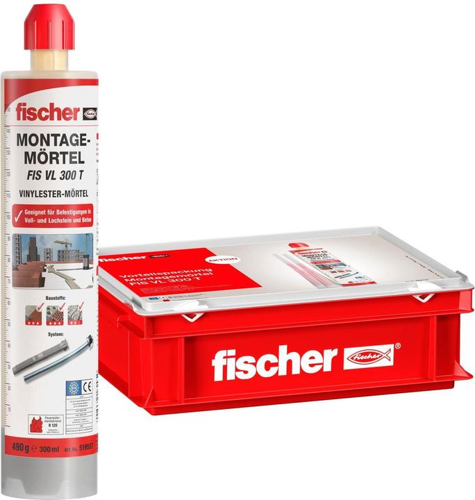 Actual product image Fischer Assembly mortar FIS VL 300 T vinyl ester 2K mortar ( 558724 ) + 10x cartridges + 20x static...
