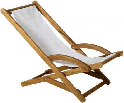 Produktbild Les Jardins Liegestuhl MARINA aus Teakholz und naturfarbenem Batyline-Gewebe CTTR621+TB00621 (105 cm)