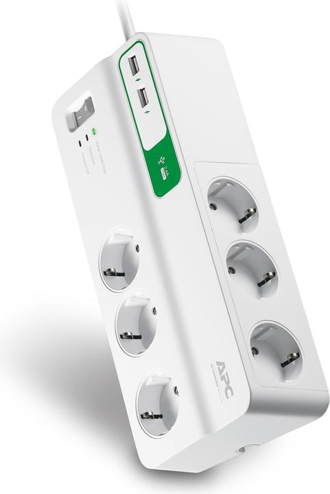 Actual product image APC Essential SurgeArrest 6 outlets with 5V, 2.4A 2 port USB charger, 230V Germany (8 x, USB-A, 2 m)