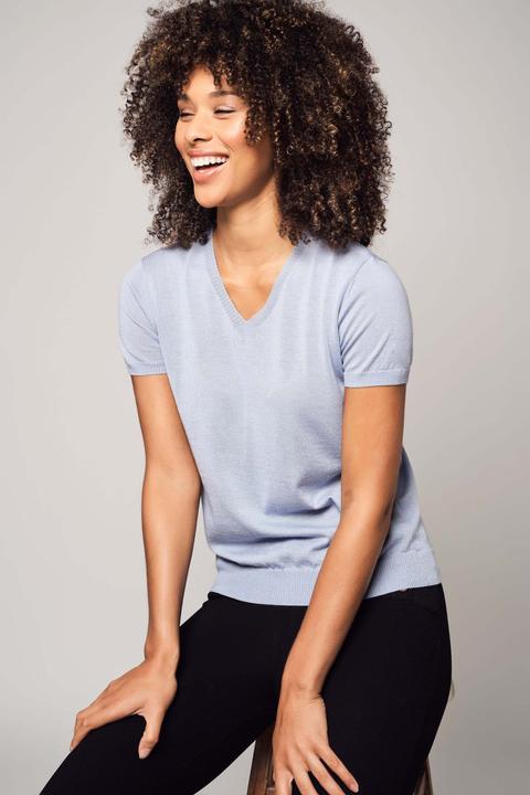 Actual product image Bellemere T-Shirt Silk Cashmere V-Neck T-Shirt (L)