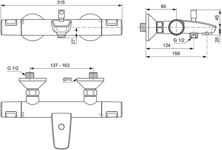 Produktbild Ideal Standard Badethermostat Aufputz, Wanne