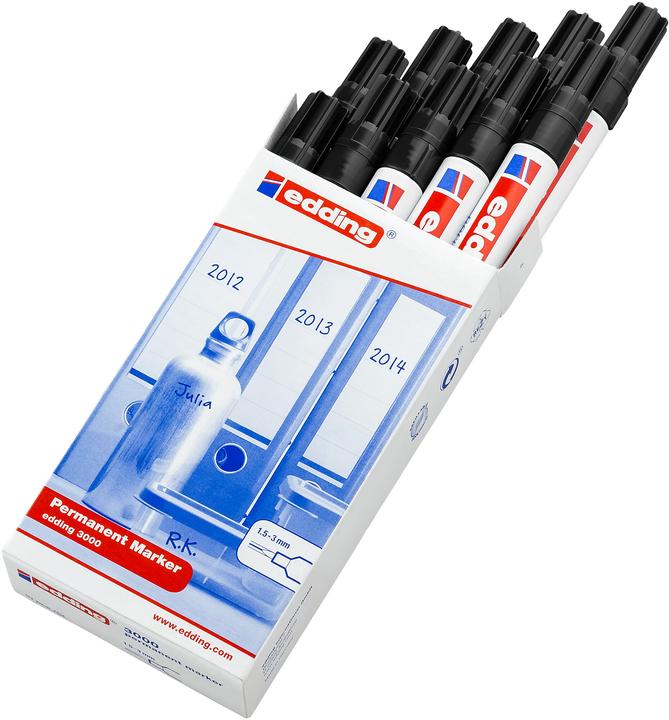 Edding Marcatore permanente (Nero, Bianco, 3 mm, 10 x)