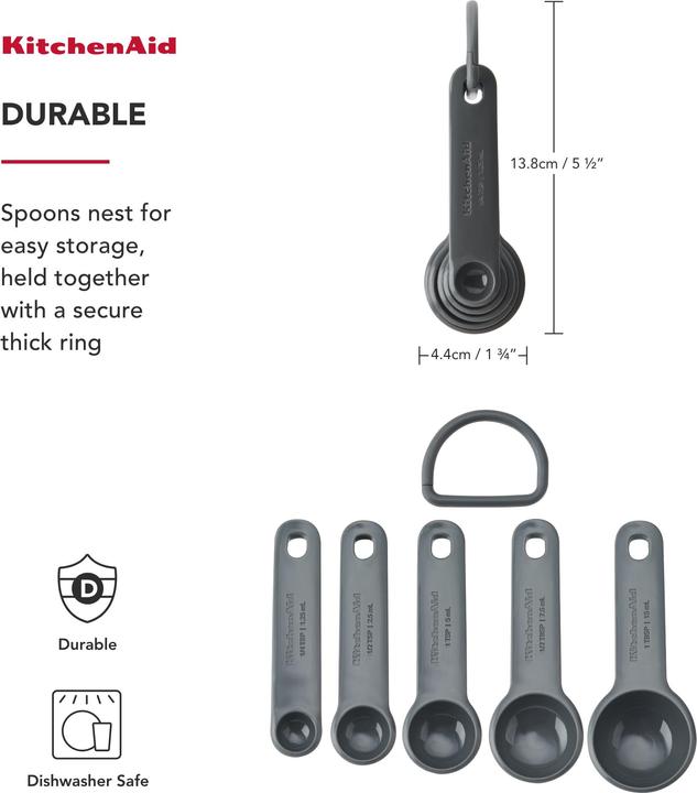 Actual product image KitchenAid Ka Set Of 5 Measuring Spoons Grey