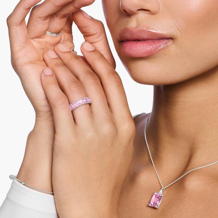 Immagine prodotto Thomas Sabo Anello con pietre rosa pavé in argento (52, 925 Argento)