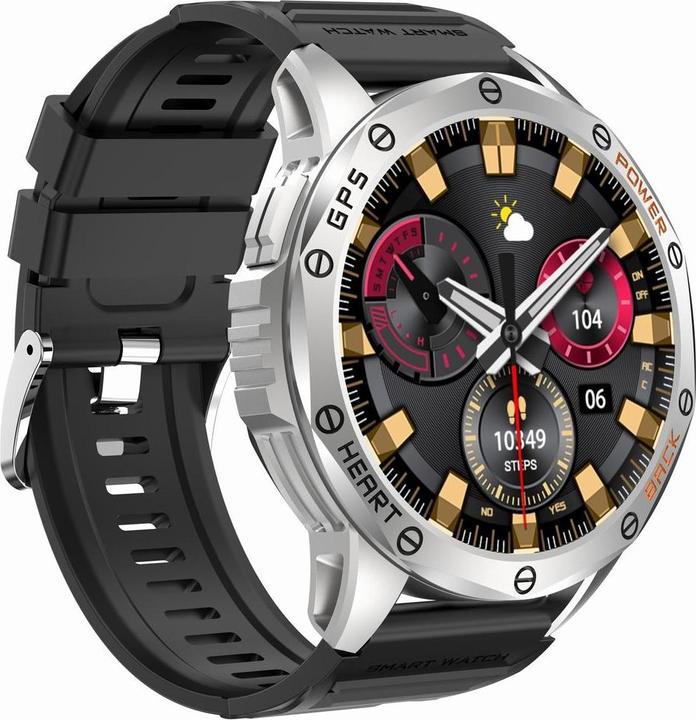 Produktbild Gravity GPS GT24-4 Herren-Smartwatch, schwarzes Silikonarmband + orangefarbenes Silikonarmband