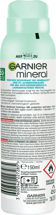 Actual product image Garnier Deo Spray Mineral Pure Active 150 ml (Spray, 150 ml)