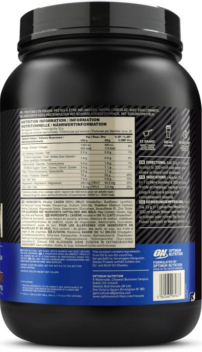 Immagine prodotto Optimum Nutrition Gold Standard 100% Casein (Cioccolato Supremo, 1 pz., 920 g)