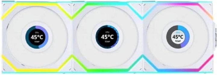 Lian-Li UNI FAN SL Wireless LCD Lüfter, ARGB, PWM, 3er-Pack inkl. Controller - 120 mm, weiss (120 mm, 3 x)