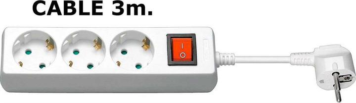 Actual product image MicroConnect 3-way Schuko Socket 3M White (3 x, CEE 7/3, 3 m)