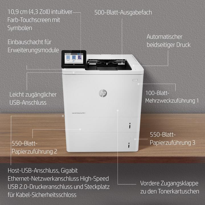 Produktbild HP LaserJet Enterprise M612dn (Laser, Schwarz-Weiss)