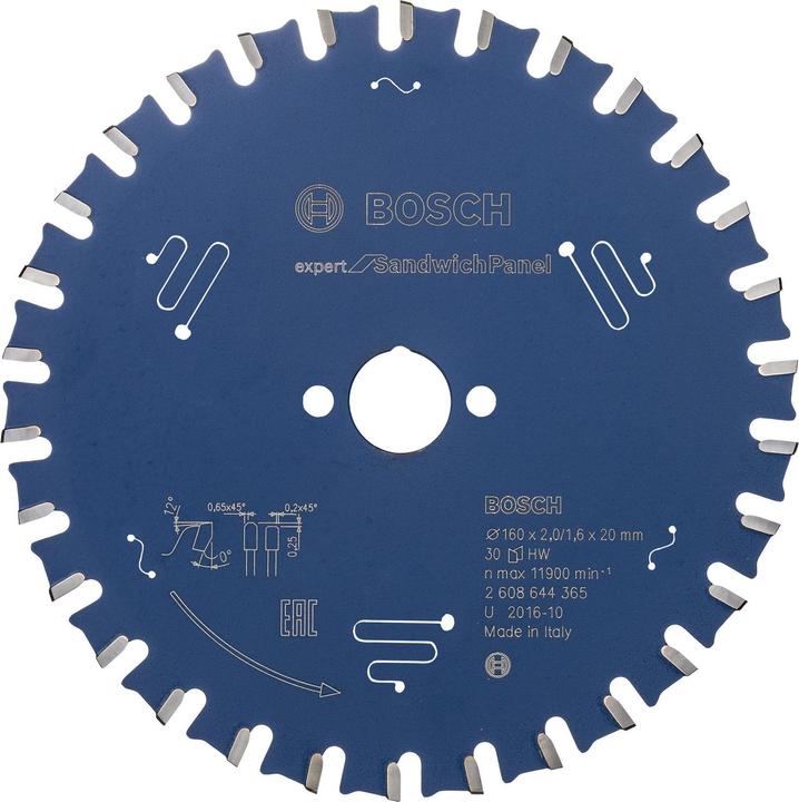 Bosch Professional Zubehör Kreissägeblatt Expert for Sandwich Panel, 160 x 20 x 2,0 mm, 30