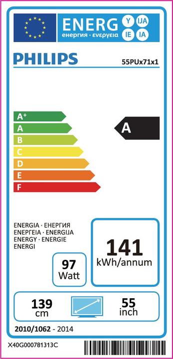 Label énergétique Philips 55pus7101/12 (55", LCD, 4K)
