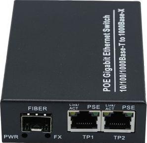 Produktbild Générique 2 port 1000M PoE 30W PSE+1port 1000M SFP Fiber Optical (3 Ports)