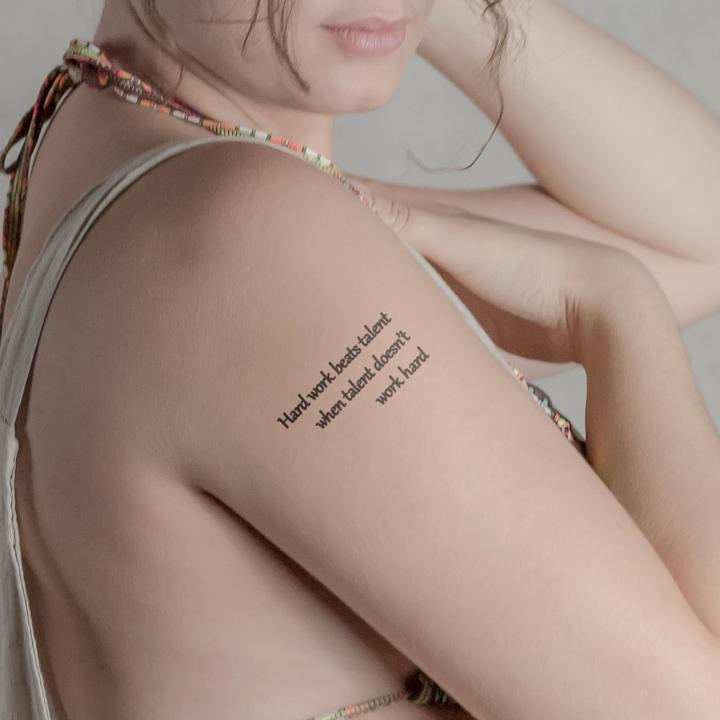 Produktbild minink Temporäres Tattoo – Hard work beats talent