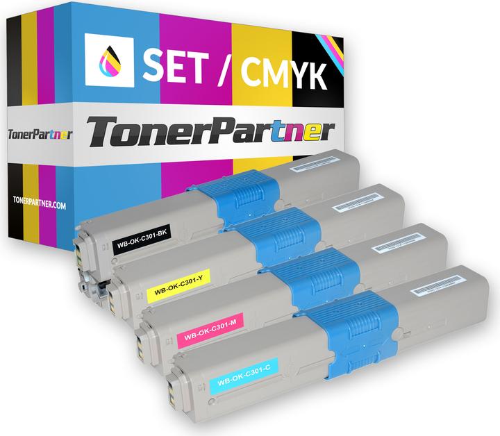 Produktbild Inkadoo Toner multipack kompatibel zu OKI C301 / C321 enthält 4x Tonerkartusche Schwarz Cyan Magent... (M, C, Y, BK)