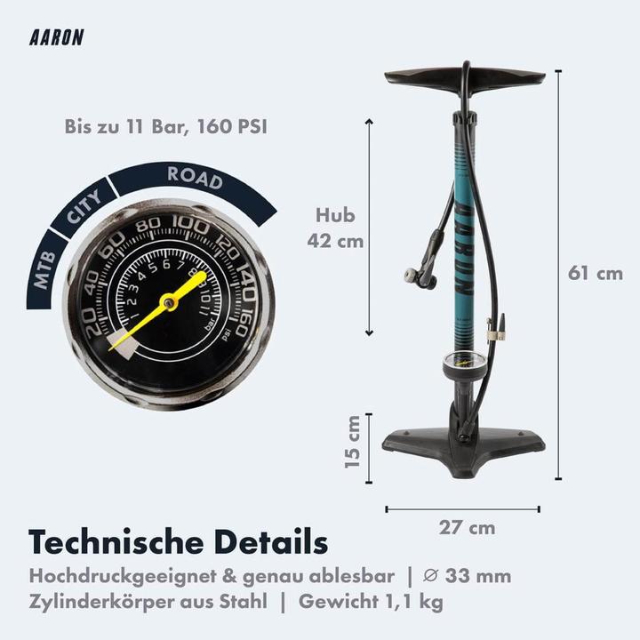 Actual product image Aaron Sport One with pressure gauge