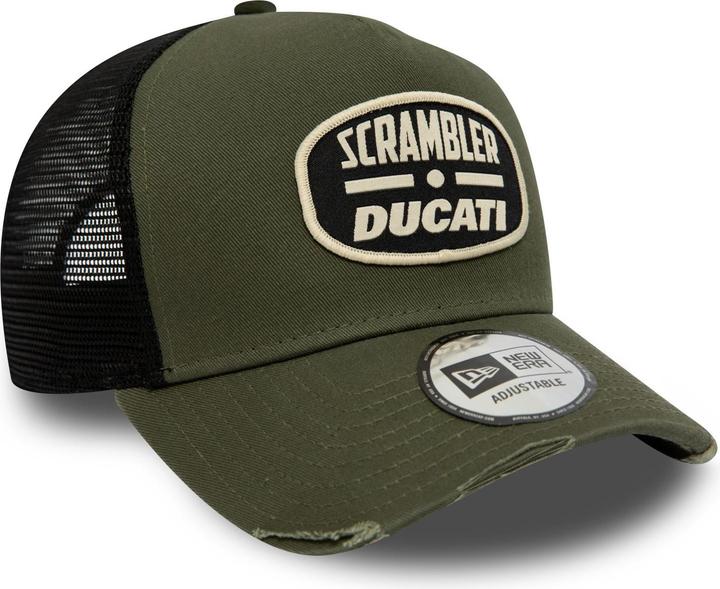 Actual product image New Era A-Frame Trucker Cap Distressed Scrambler Ducati Olive (One size)