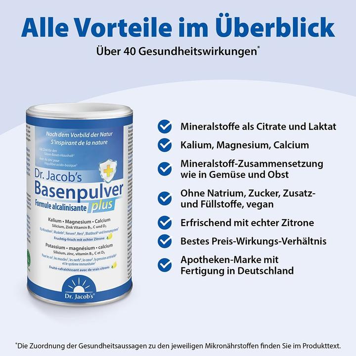 Nährwerte und Zutaten Dr. Jacob's Basenpulver plus (1 Stück, Pulver, 300 g)