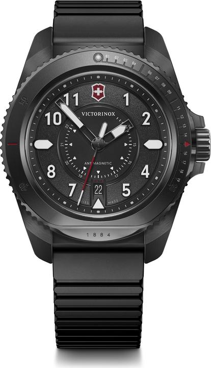 Victorinox Journey 1884, Taucheruhr, Herrenuhr, 43 cm, Ziffernblatt schwarz, Kautschuk Armband schwarz (Taucheruhr, 43 mm)