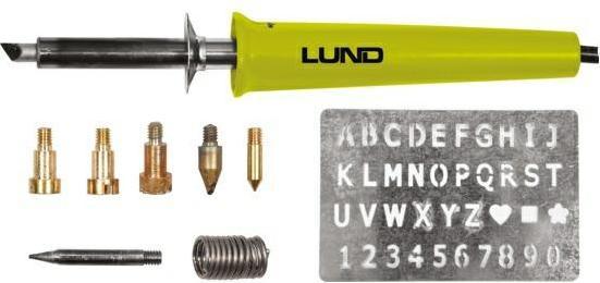 Image du produit Toya LUND Set de fer à marquer 11 pièces, 30 Watt, 400°C, y compris de nombreux accessoires et lettres