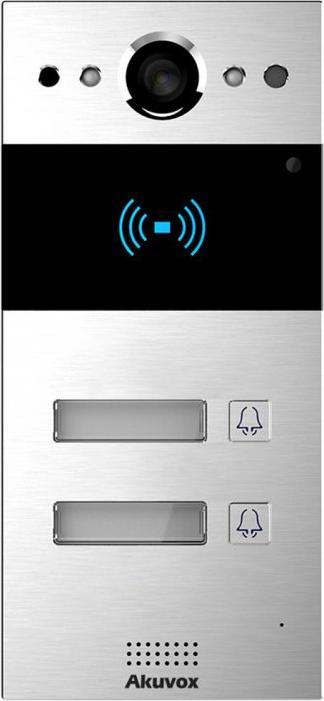 Produktbild Akuvox IP-Video-Türsprechanlage R20B2 - Mehrbenutzer - 2 Ruftasten mit RFID-Ausweisleser (App, Ethernet)