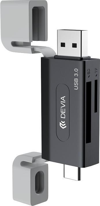 Produktbild Devia Kartenleser 2in1 EL240 USB/USB-C 3.0 schwarz (USB 3.0)