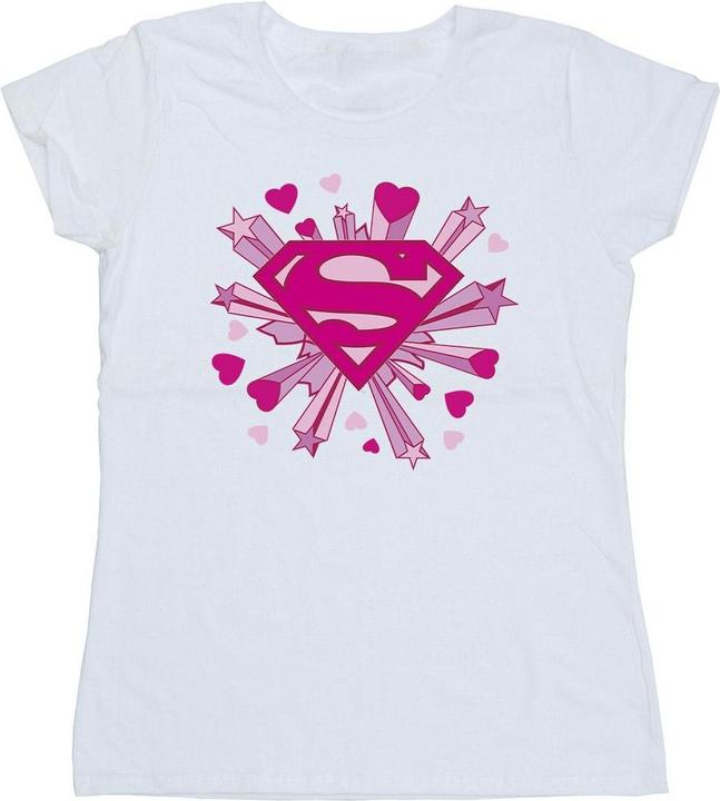 Superman Pink Hearts And Stars Logo TShirt (M)