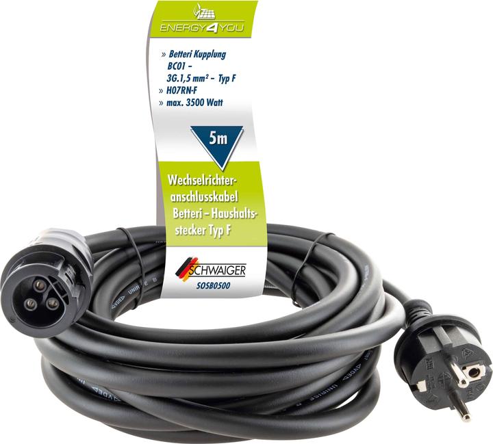 Actual product image Schwaiger Inverter connection cable Betterie->Schuko 5m