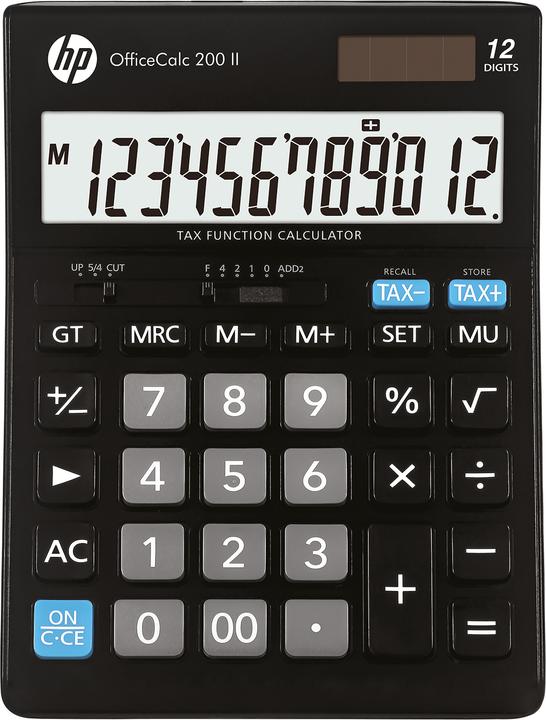 HP OfficeCalc 200 II desktop calculator black (Solar cells, Batteries)