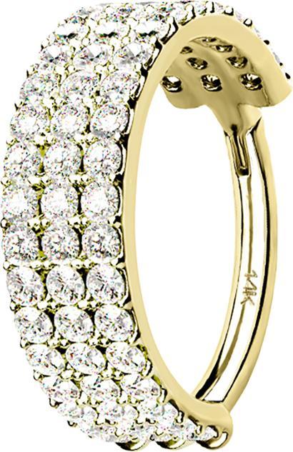 Actual product image Star Piercing Micro segment ring hinged 14k gold three lines with crystals (without brass)