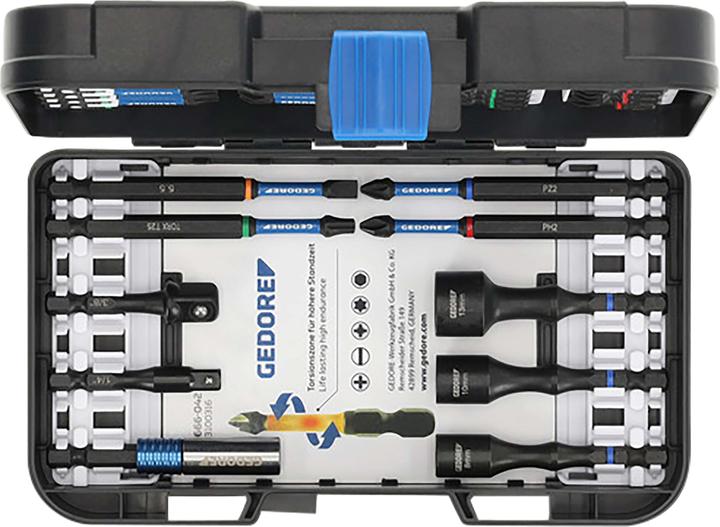 Actual product image Gedore 666-042 Torsion bit set SL+PR+PH+PZ+TX 42 pieces (1/4 inch)