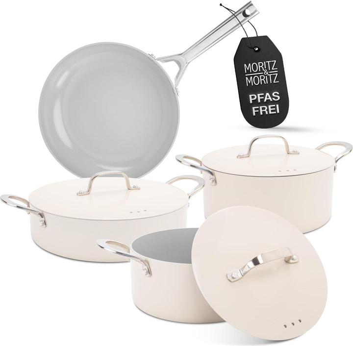Moritz & Moritz 7-tlg Topf- und Pfannenset (Pfannenset + Topfset, Aluminium)