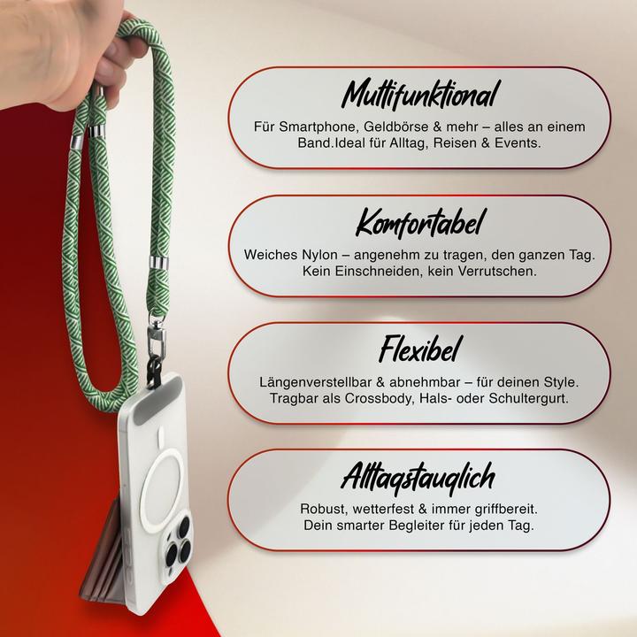Productafbeelding Nalia HoldMe Lanyard Handykette – Universal Trageband für Smartphones - Verstellbar, Soft & Elastisch