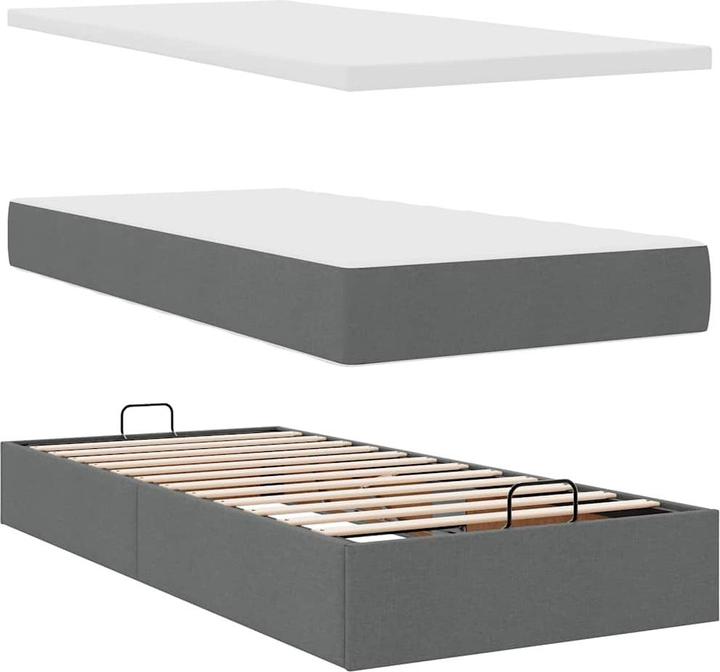 Actual product image VidaXL Ottoman bed with mattresses dark grey 200x200 cm fabric (200 x 200 cm)