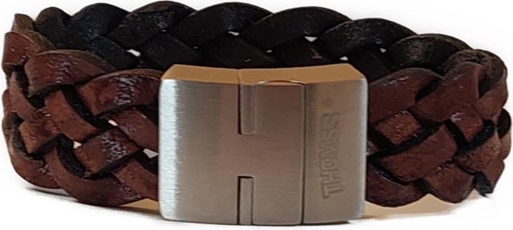 Thomss Lederarmband No.11 Unisex Leder Braun & Edelstahlverschluss Umfang 21cm (21 cm, Edelstahl, 100% Leder)