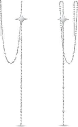 Brilio Silver - Stylish long chain earrings EA896W