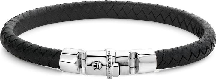 Rebel & Rose Armband Half Round Braided RR-L0133-S-L+ Herren (20 cm, Piel de becerro, Plata Esterlina 925)