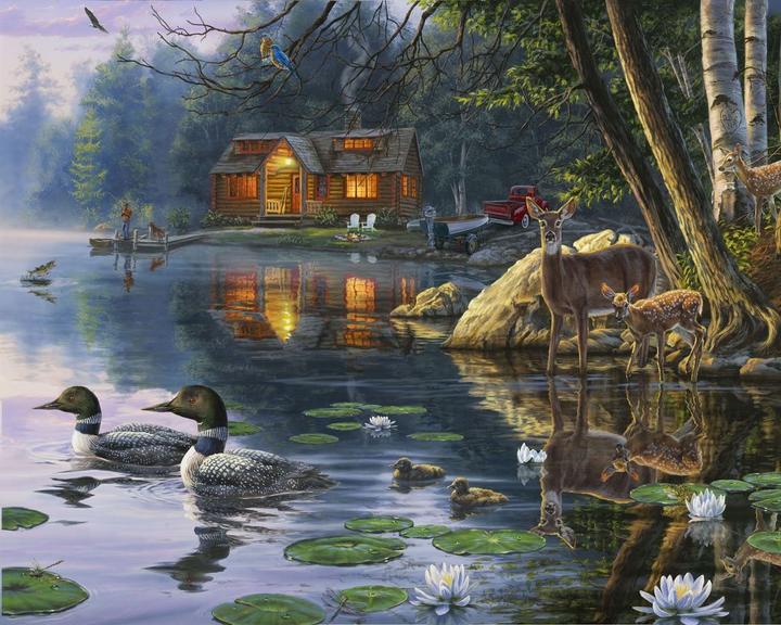 Produktbild Figured'Art Malen nach Zahlen Chalet am See ohne Keilrahmen