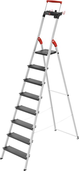 Hailo L100 TopLine, Alu-Sicherheits-Stehleiter, 8 Stufen (Stehleiter, 147 cm)