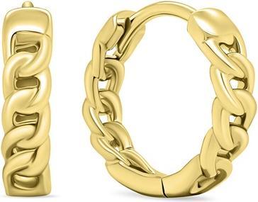 Brilio Silver - Stylish gold-plated hoop earrings EA680Y