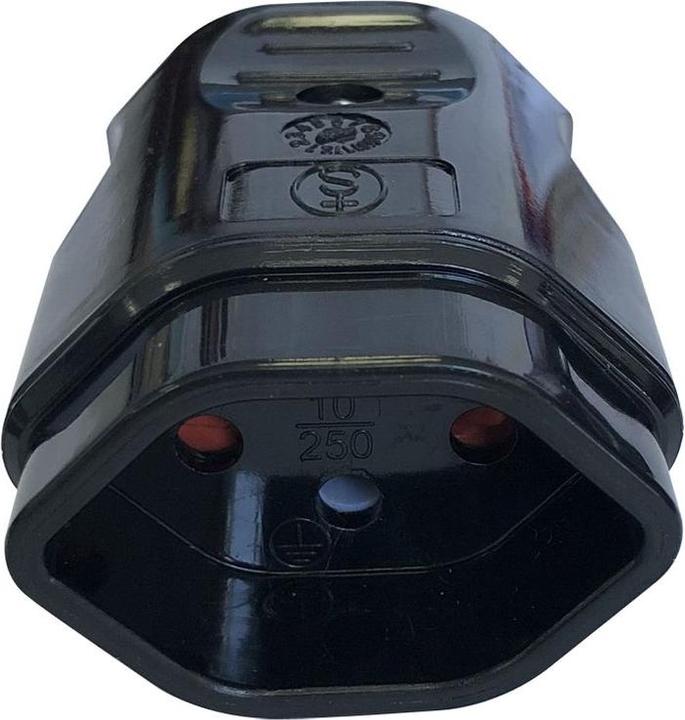 Image du produit Elbro Prise mobile type 13 10A 250V S+ Ø9.6mm 46×32×61mm 36g IP20 noir