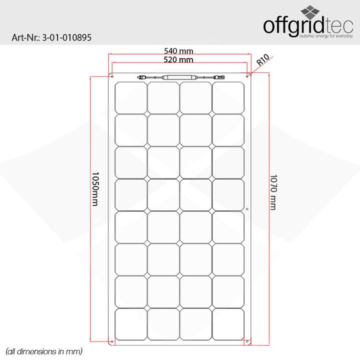 Produktbild Offgridtec ETFE SPR-F-100 V2 120W Solarmodul flexibel (120 W, 2.08 kg)