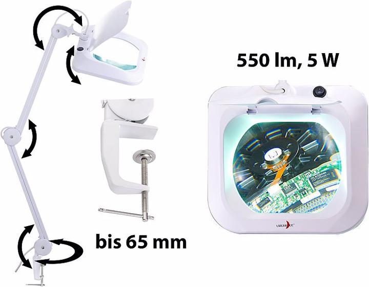 Produktbild Lunartec Profi-Lupenleuchte mit LED & 3 Dioptrien Vergrösserung