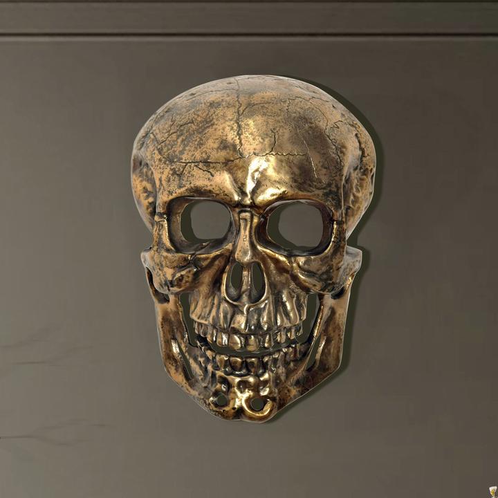 Actual product image FineBuy Wanddeko Totenkopf 41 cm Aluminium Schädel Wohndeko Dekoration Modern
