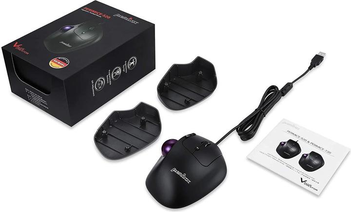 Produktbild Perixx PERIMICE-520, kabelgebundene ergonomische Trackball Maus, anpassbarer Winkel, 2 DPI Level, schwarz (Kabelgebunden)