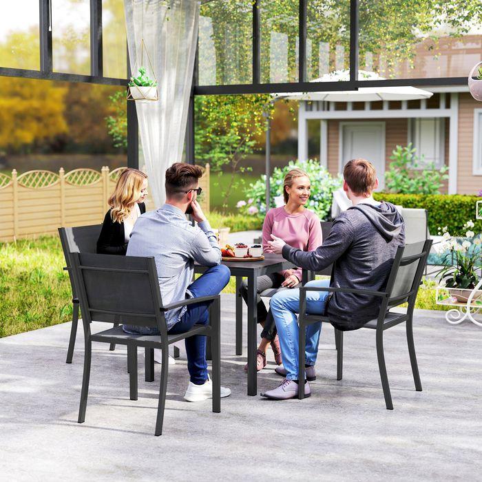 Produktbild Swisshandel24 Gartentisch Aluminium 73x73 cm Holzoptik, Schwarz (73 cm)