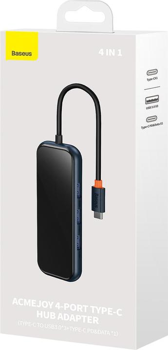 Produktbild Baseus AcmeJoy 4-Port Type-C HUB AdapterType-C to USB3.0*3+Type-C PD&Data *1Dark Gray (USB-C, 4 Ports)
